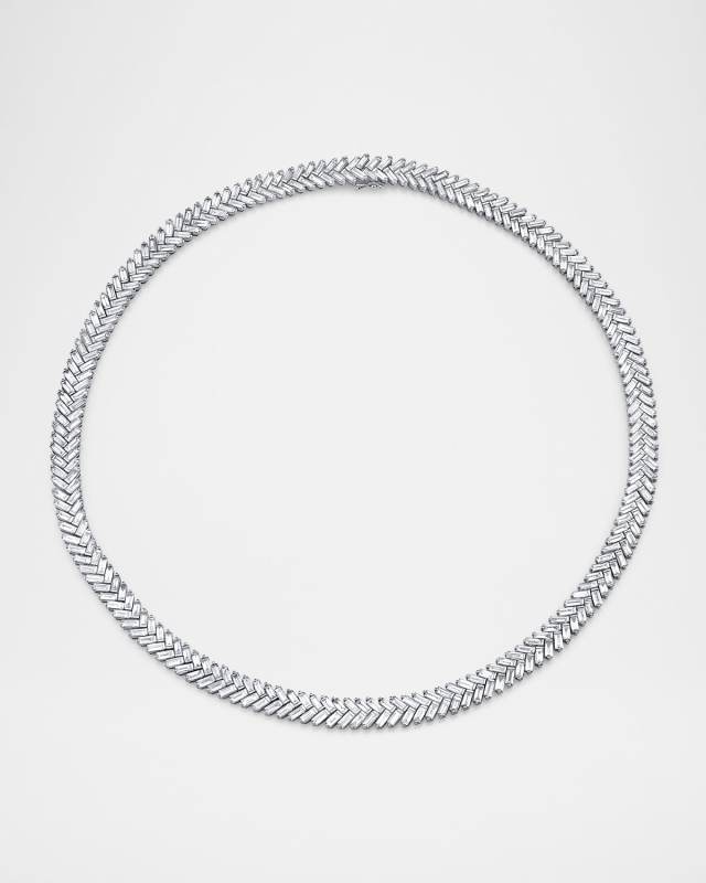 18K White Gold Baguette Diamond Zipper Choker
